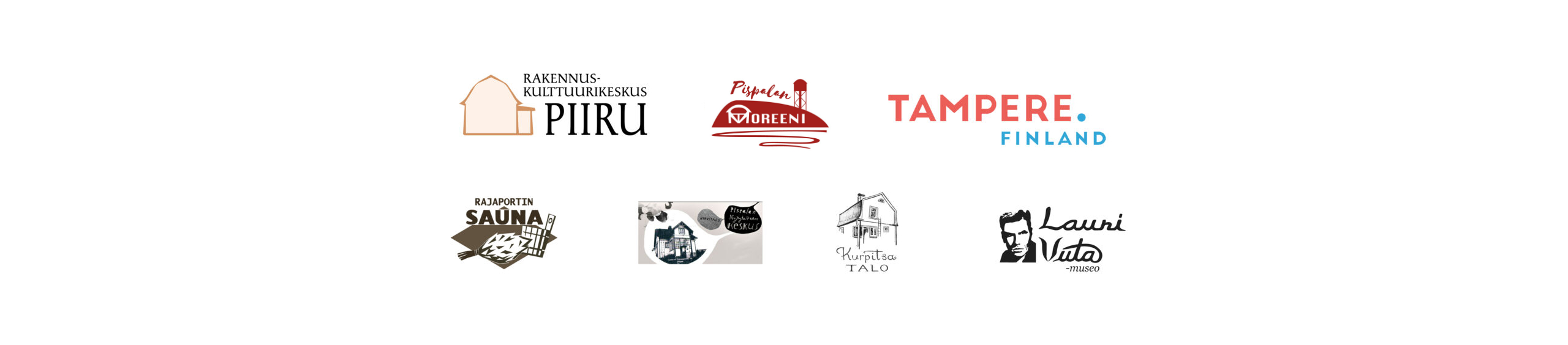 Pispalan vanhat talot yhteistyötoimijoiden logoja.