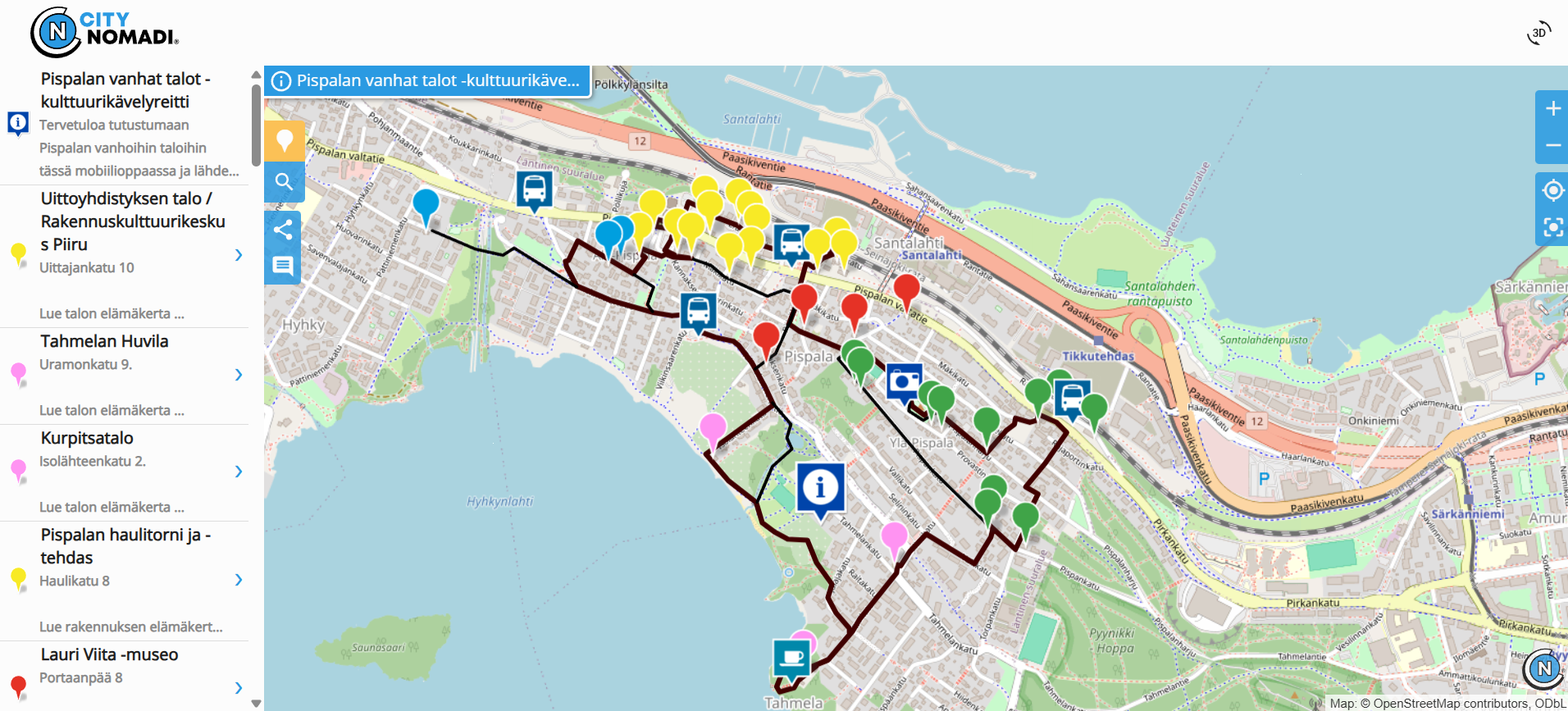 Näyttökuva citynomadi päivitetty Karttakuva Citynomadi -sovelluksesta.